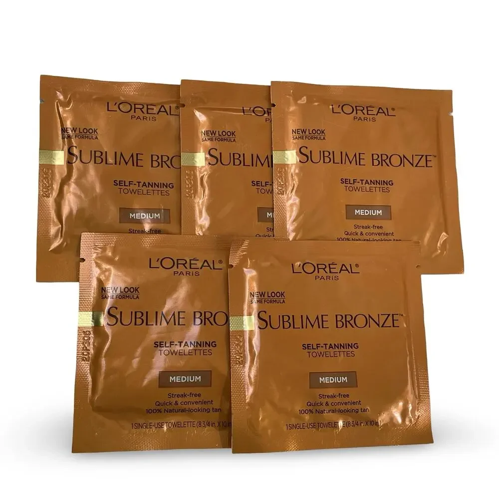 L'Oreal Paris Sublime Bronze Self-Tan Towelettes Medium Streak Free Body x5